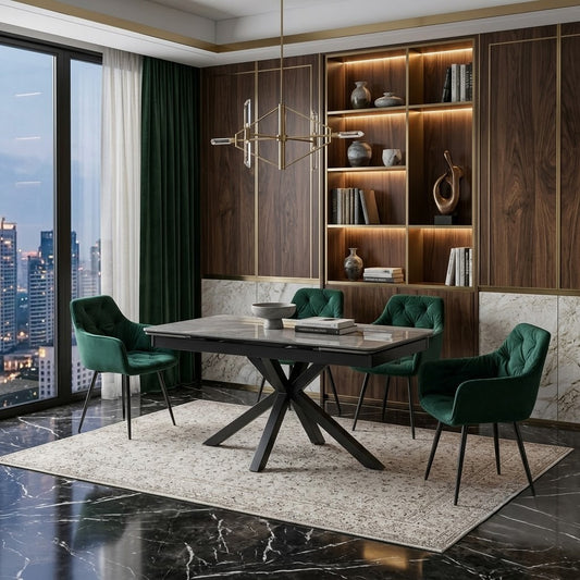Masa Mira  Extensibila Gri Lucios Si Negru 130-190 x 80 x 76 Cm