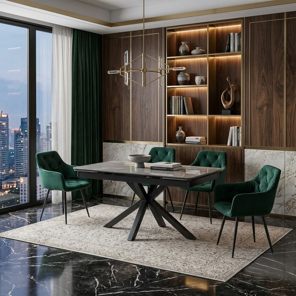 Masa Mira  Extensibila Gri Lucios Si Negru 130-190 x 80 x 76 Cm