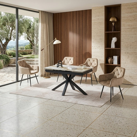 Masa Mira  Extensibila Alb Lucios Si Negru 130-190 x 80 x 76 Cm