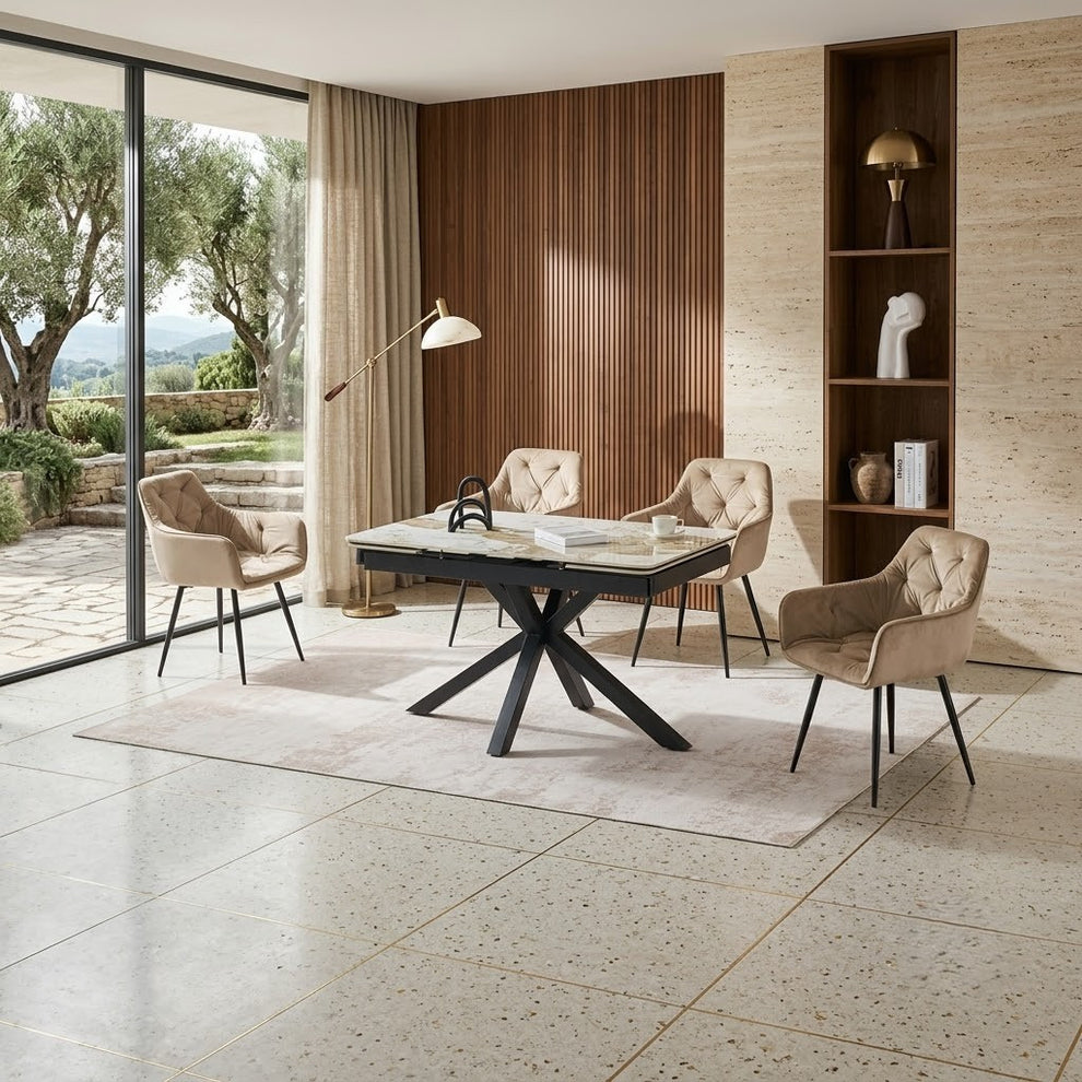 Masa Mira  Extensibila Alb Lucios Si Negru 130-190 x 80 x 76 Cm