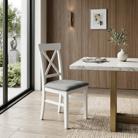 Scaun Hora Alb Stofa Gri  43.5 Cm