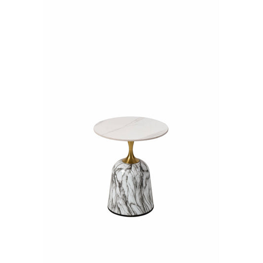 Masa Cafea Ancesta Rotunda Alb Piatra, 50 x 59 Cm