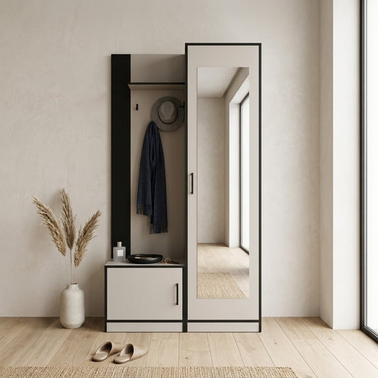 Cuier 1 Usa Dreapta Delina Casmir Si Negru, 111 Cm
