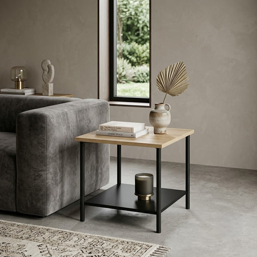 Masa Cafea Merina Natur Negru 50 x 50 x 50 Cm