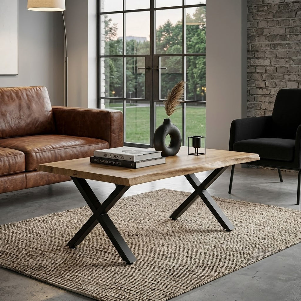 Masa Cafea Revel Stejar Si Negru, 90 x 60 x 39 Cm