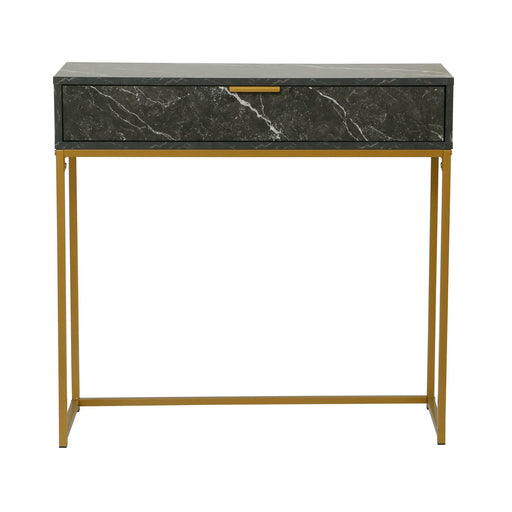 Consola Burgia, Finisaj Marmura, Negru Si Auriu, 80 x 28 x 76.5 Cm