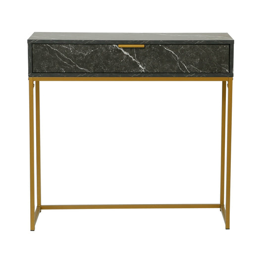 Consola Burgia, Finisaj Marmura, Negru Si Auriu, 80 x 28 x 76.5 Cm