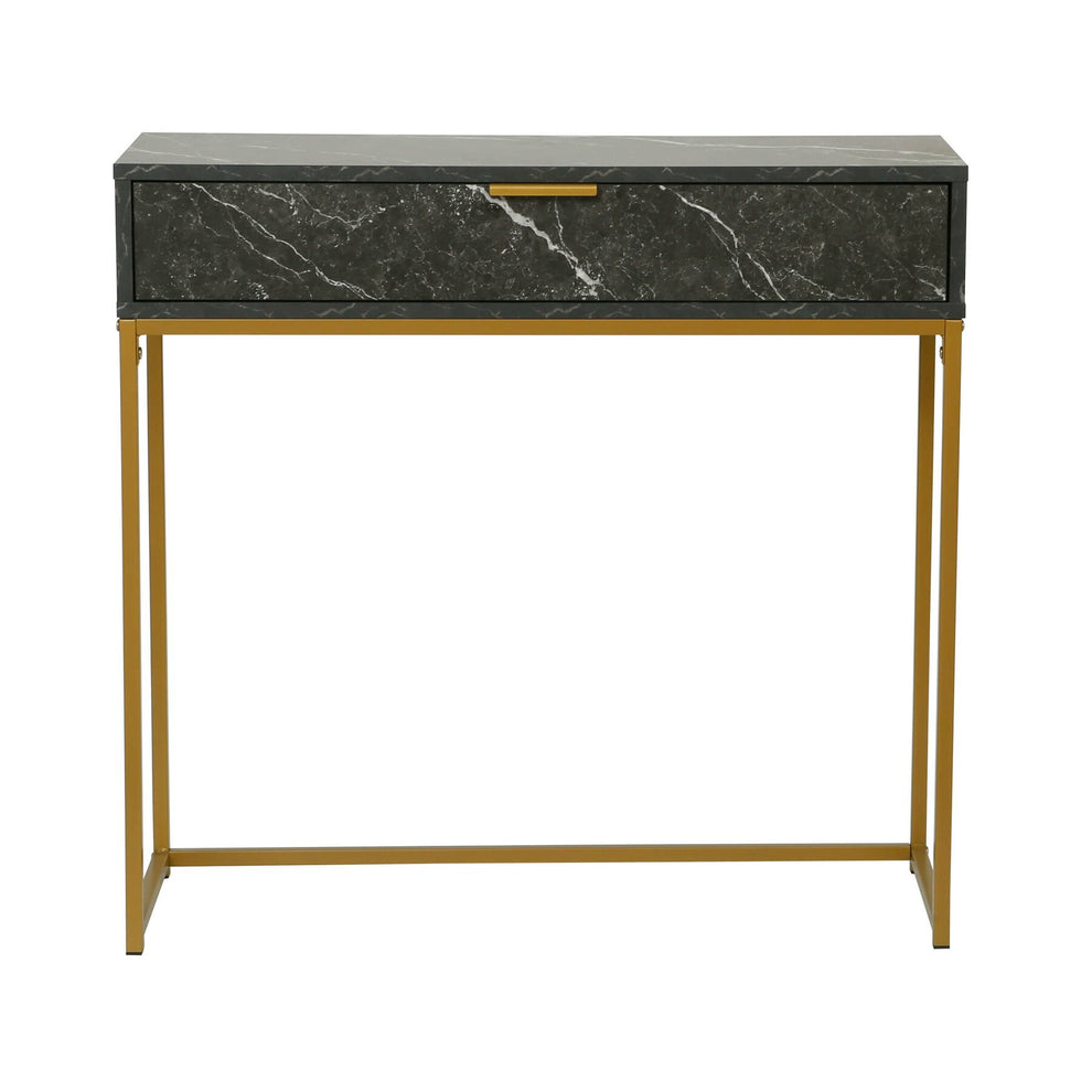 Consola Burgia, Finisaj Marmura, Negru Si Auriu, 80 x 28 x 76.5 Cm