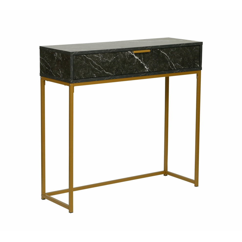 Consola Burgia, Finisaj Marmura, Negru Si Auriu, 80 x 28 x 76.5 Cm