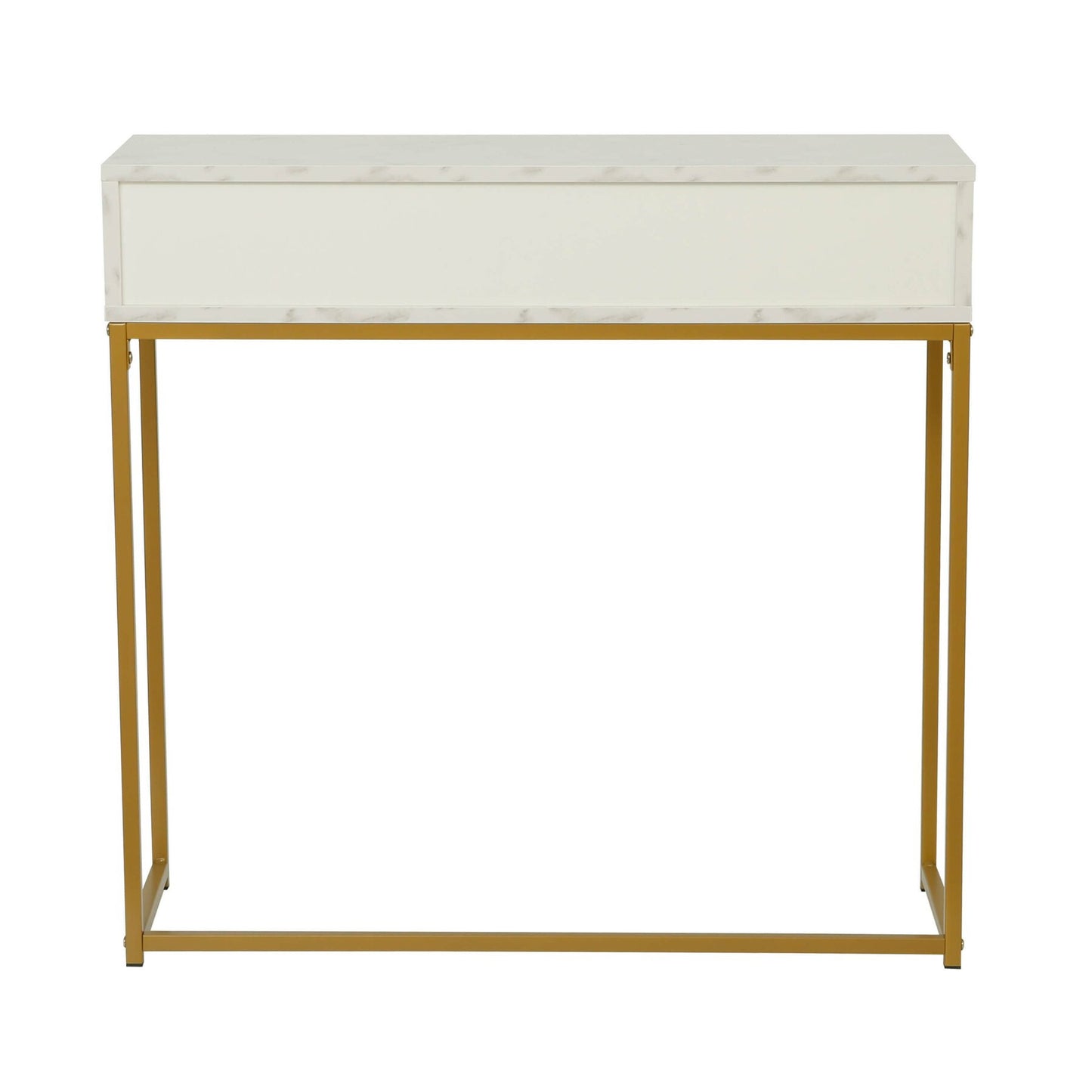 Consola Burgia, Finisaj Marmura, Alb Auriu, 80 Cm