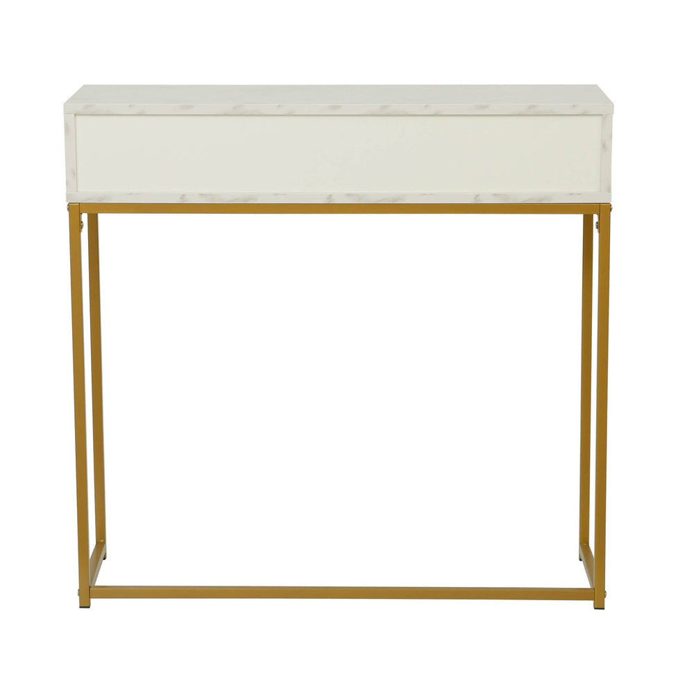 Consola Burgia, Finisaj Marmura, Alb Auriu, 80 Cm