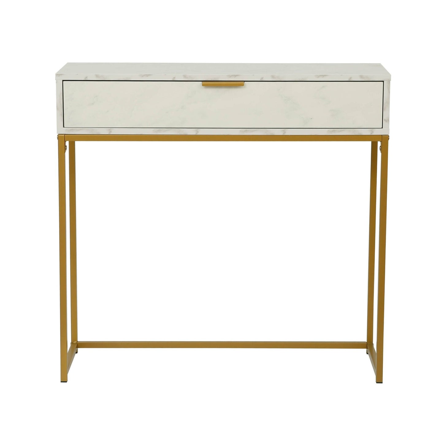 Consola Burgia, Finisaj Marmura, Alb Auriu, 80 Cm