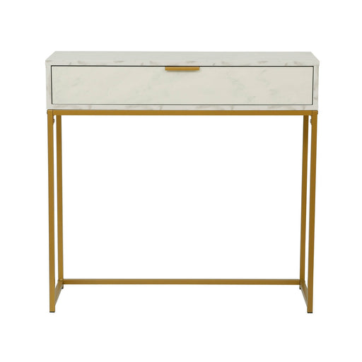 Consola Burgia, Finisaj Marmura, Alb Auriu, 80 Cm