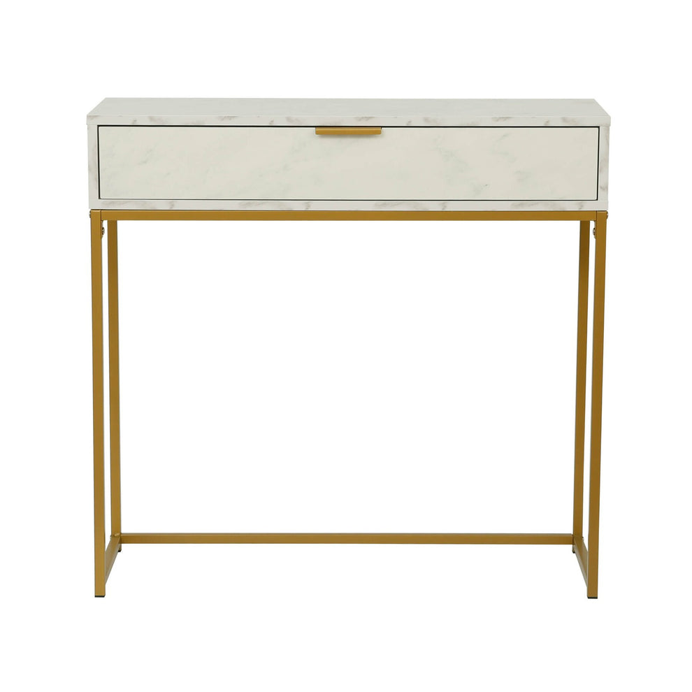Consola Burgia, Finisaj Marmura, Alb Auriu, 80 Cm