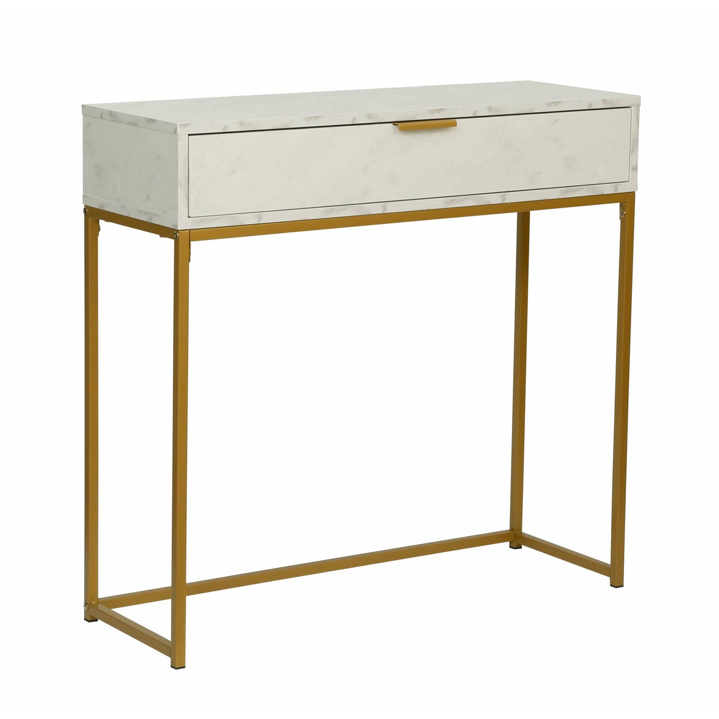 Consola Burgia, Finisaj Marmura, Alb Auriu, 80 Cm