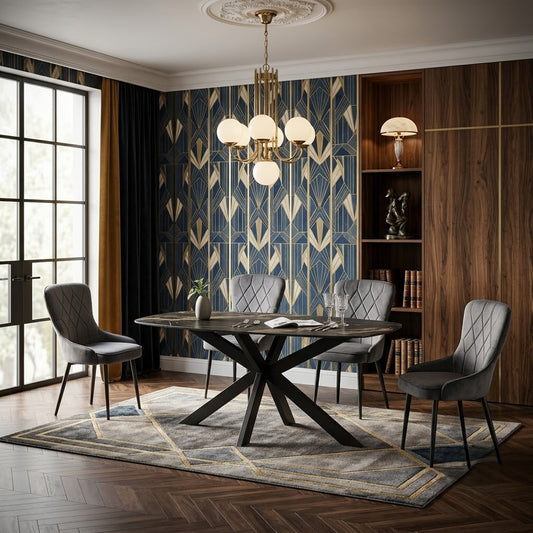 Masa Ovala Millas, Negru Si Negru Sand 160 x 90 x 76 Cm