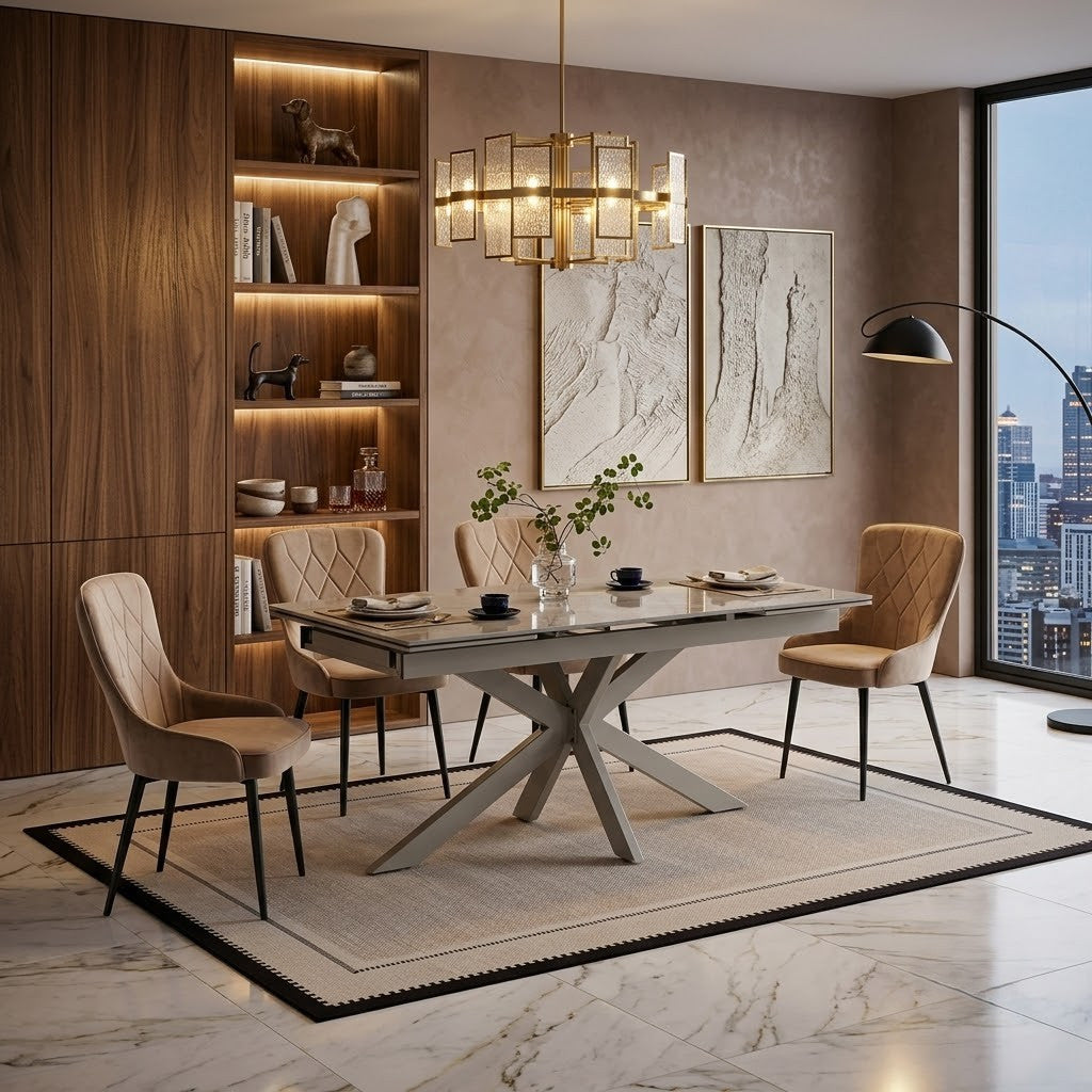 Masa Kaviar Extensibila Casmir Marble Si Gri Casmir 160-240 x 90 x 76 Cm