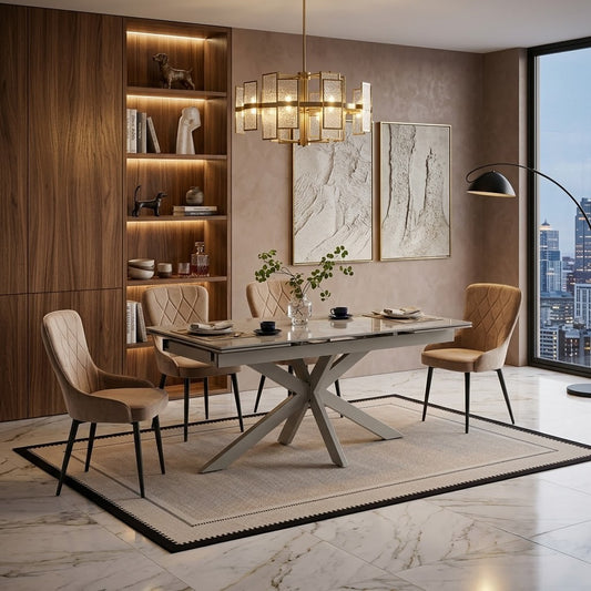 Masa Kaviar Extensibila Casmir Marble Si Gri Casmir 160-240 x 90 x 76 Cm