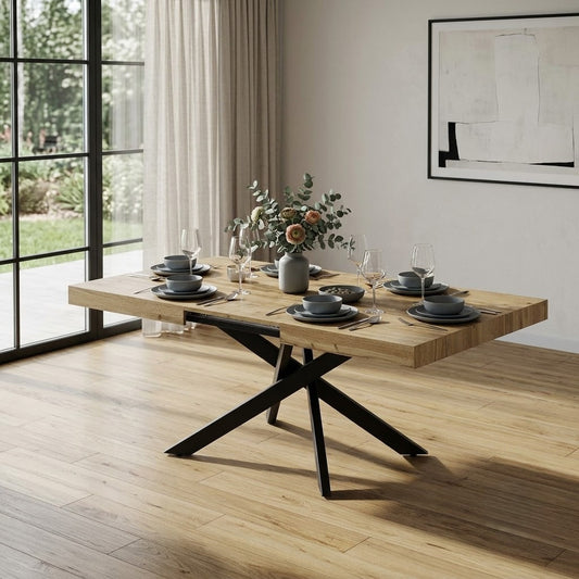Masa Valhalla Extensibila Stejar Si Negru 145-175-205x90 x 76 cm