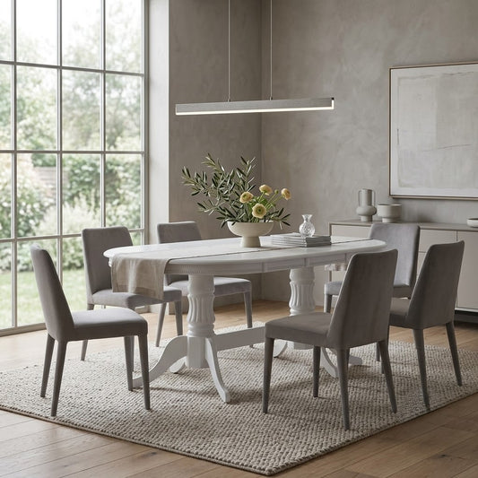 Masa Senice Ovala Extensibila Alba 150-190 x 90 x 76  Cm
