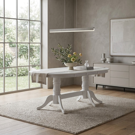 Masa Senice Ovala Extensibila Alba 150-190 x 90 x 76  Cm