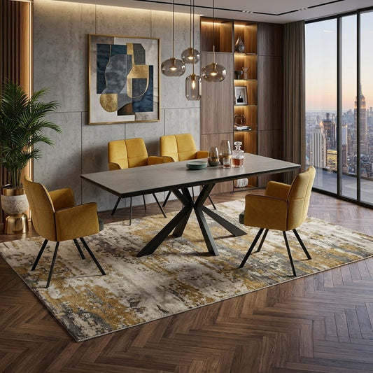 Masa Mira  Extensibila Gri Lucios Si Negru 130-190 x 80 x 76 Cm