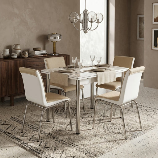 Set Masa Extensibila cu 4 Scaune Tanya, Multicolor, 110/170 x 70 cm.