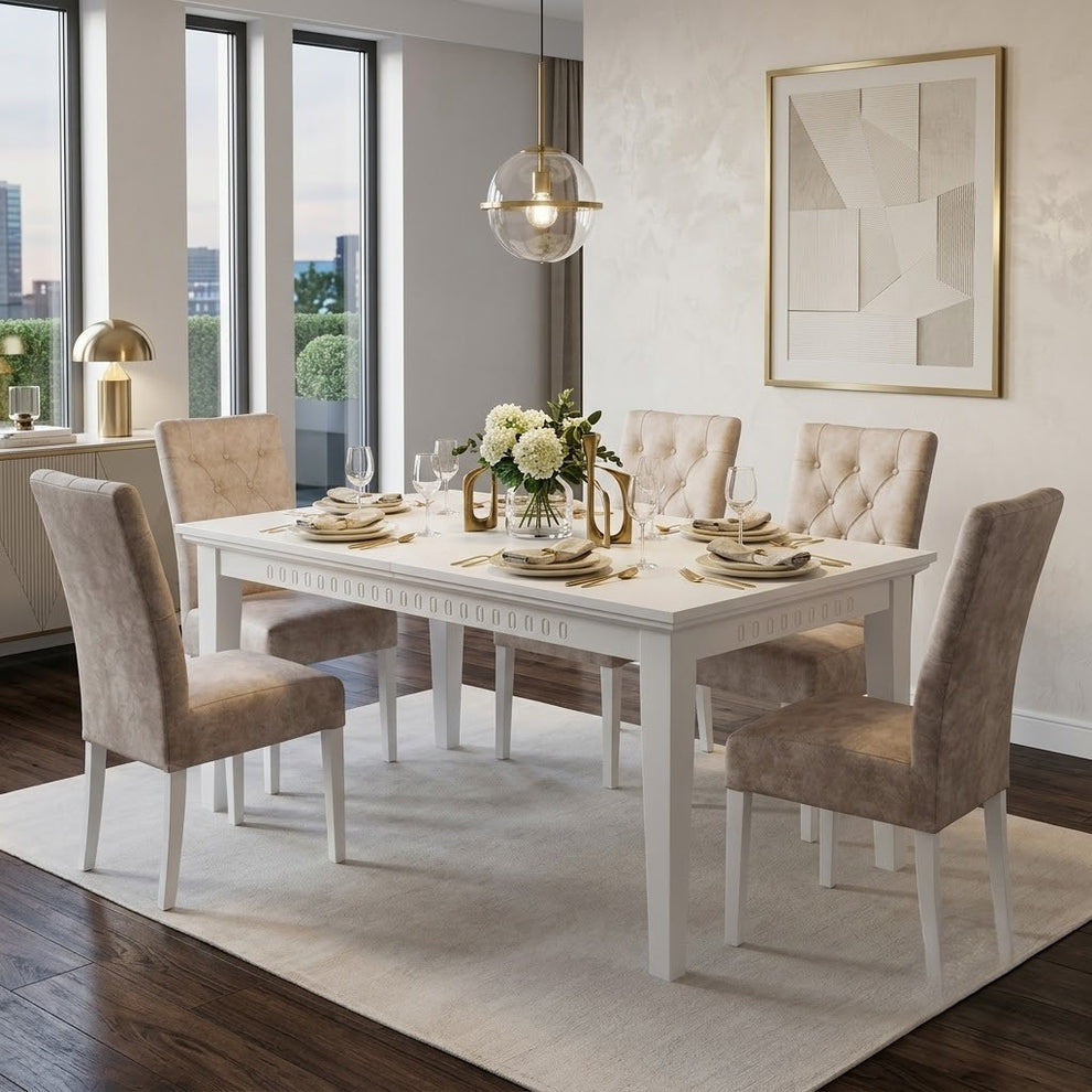 Masa Extensibila Saint Tropez, Vopsit Alb, 160/215 x 90 x 77.5 Cm