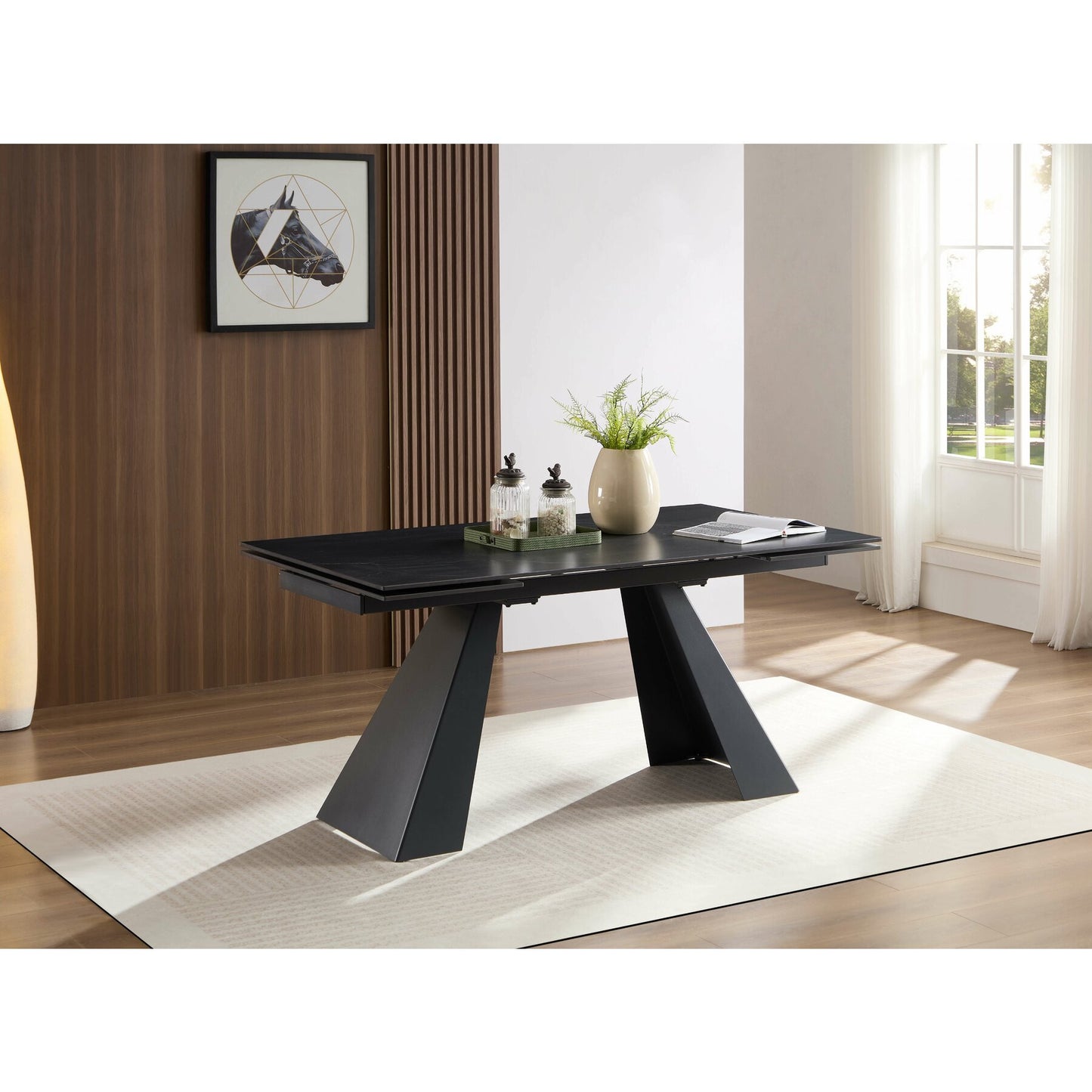 Masa Extensibila Donatelo Negru/Gri Inchis, 180/220 x 260 x 90 x 75 Cm