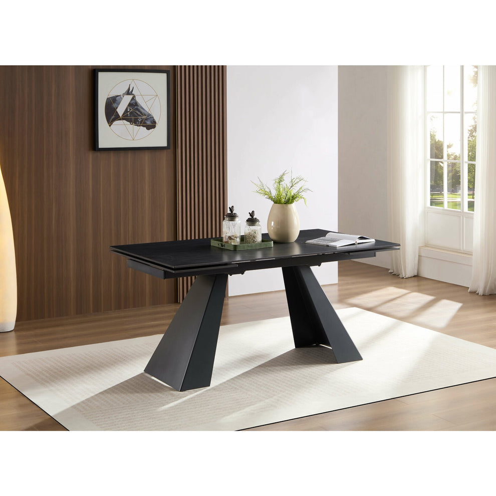 Masa Extensibila Donatelo Negru/Gri Inchis, 180/220 x 260 x 90 x 75 Cm