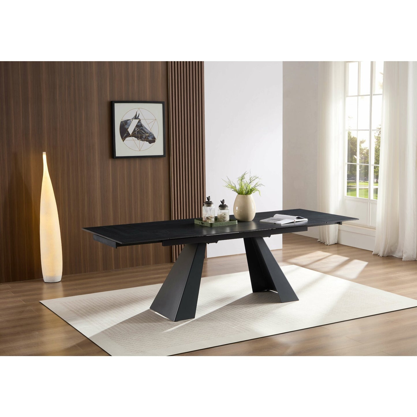 Masa Extensibila Donatelo Negru/Gri Inchis, 180/220 x 260 x 90 x 75 Cm