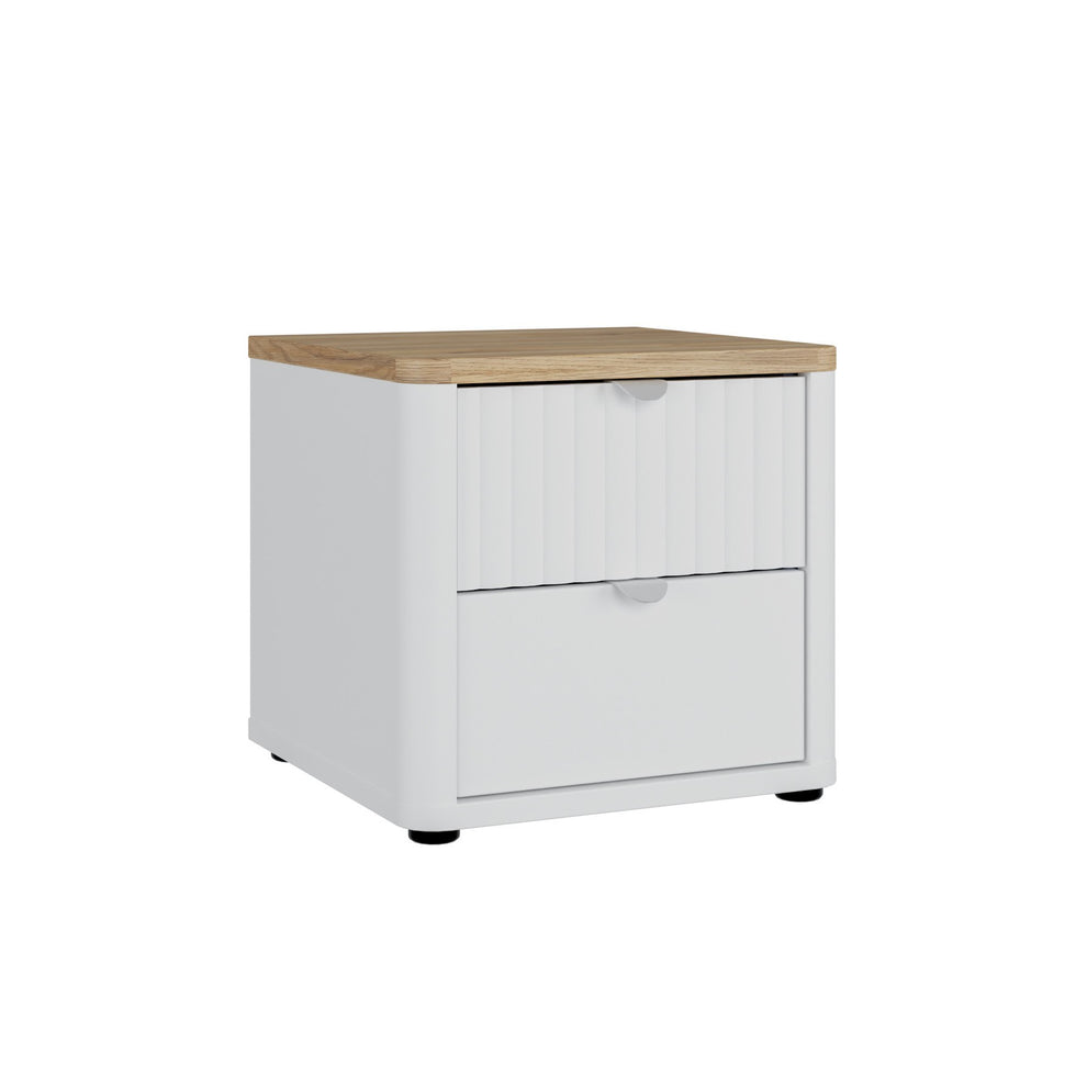 Noptiera 2 Sertare Bestday, Mauvella oak Si Alb, 43.6 Cm