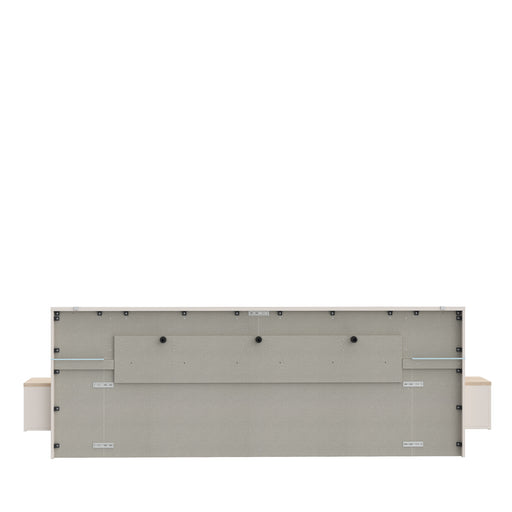 Pat Cu Noptiere Pineapple, Somiera Rabatabila, Cu LED, Riva Oak Si Sand 180 x 200 cm