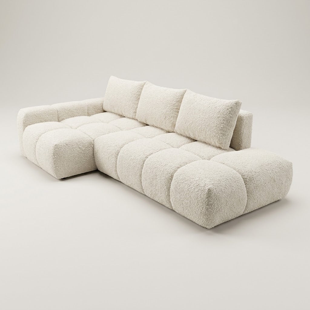 Coltar Extensibil Luna, Insula, Lada Depozitare,5 Locuri, 279 Cm ivory stanga