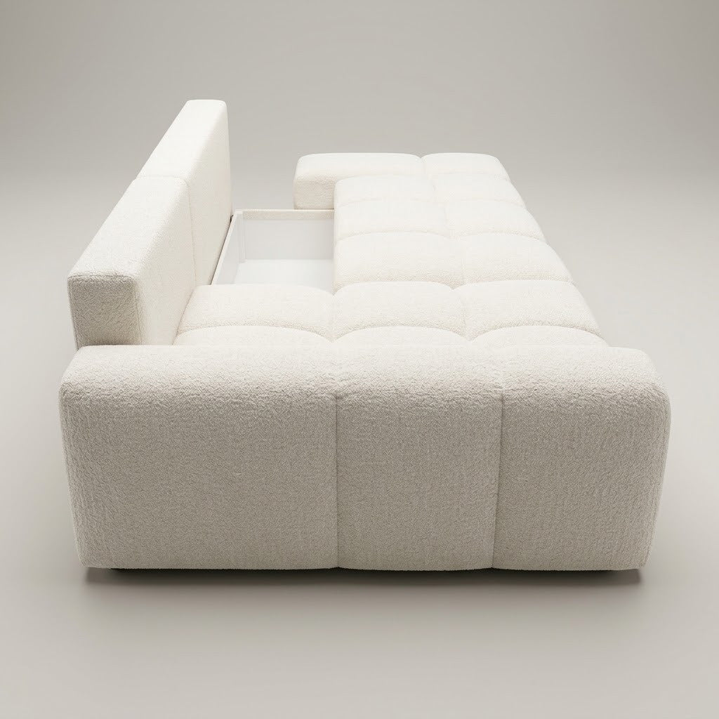 Coltar Extensibil Luna, Insula, Lada Depozitare,5 Locuri, 279 Cm ivory stanga