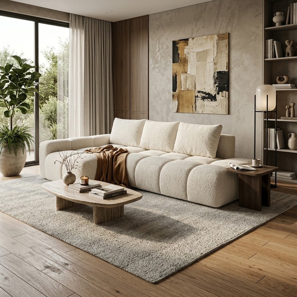 Coltar Extensibil Luna, Insula, Lada Depozitare,5 Locuri, 279 Cm ivory stanga
