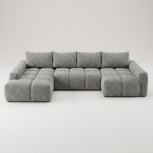 Coltar U Extensibil Luna, 6 Locuri, 340 Cm,Otoman stanga gri