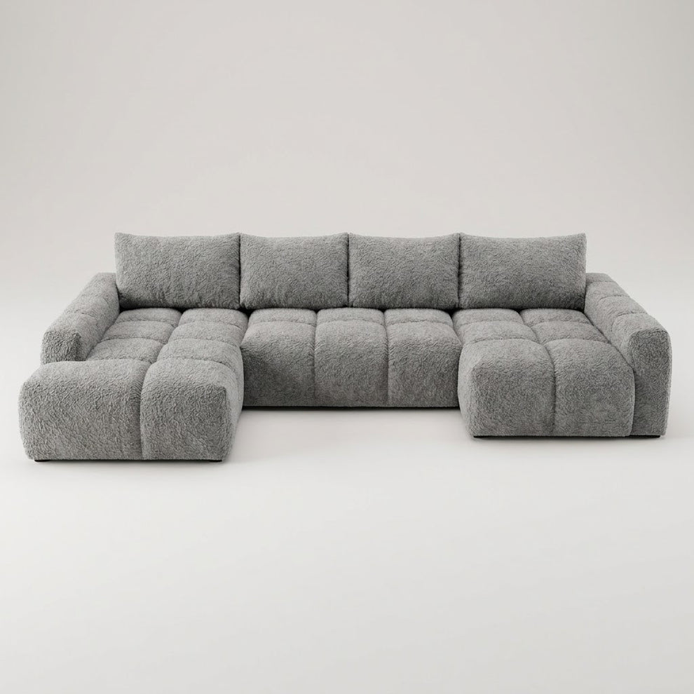 Coltar U Extensibil Luna, 6 Locuri, 340 Cm,Otoman stanga gri