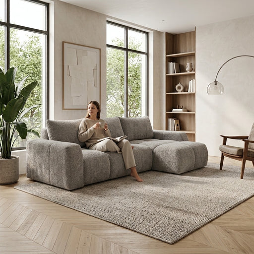Coltar Extensibil Kyoto Cu Insula, Lada Depozitare, 5 Locuri, 247 Cm gri dreapta