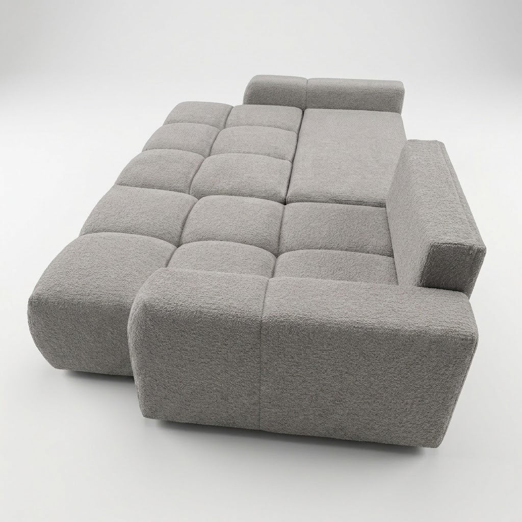 Coltar Extensibil Kyoto Cu Insula, Lada Depozitare, 5 Locuri, 247 Cm gri dreapta