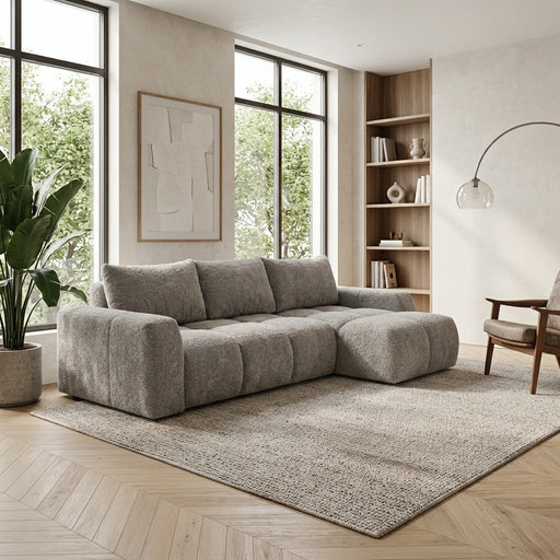 Coltar Extensibil Kyoto Cu Insula, Lada Depozitare, 5 Locuri, 247 Cm gri dreapta