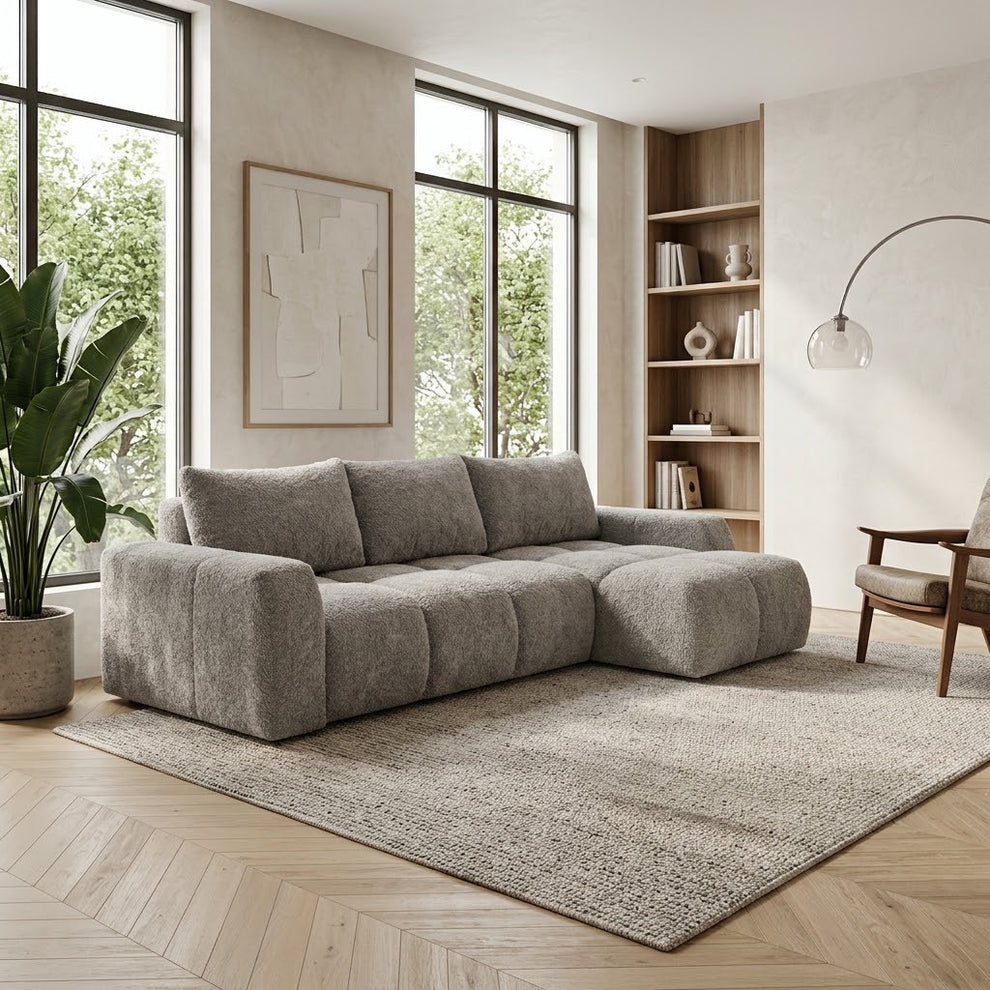 Coltar Extensibil Kyoto Cu Insula, Lada Depozitare, 5 Locuri, 247 Cm gri dreapta
