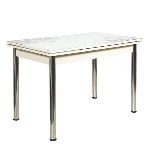Set Masa Extensibila cu 4 scaune Cristal, Crem, 110/170 x 70 cm