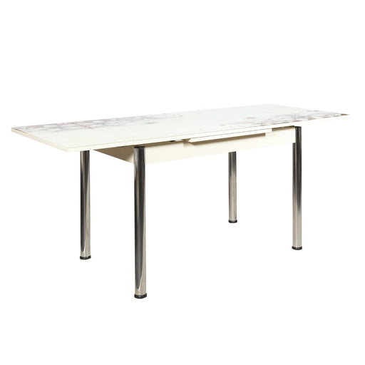 Set Masa Extensibila cu 4 scaune Cristal, Crem, 110/170 x 70 cm