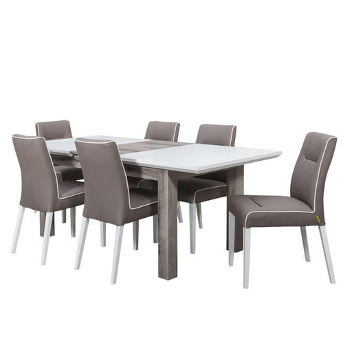 Set Masa Extensibila Fiona Cu 6 Scaune, Alb, 160/210  x 78 x 90 Cm