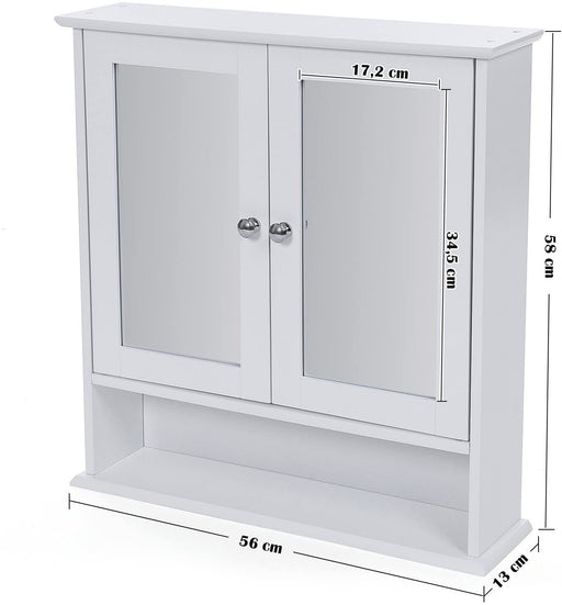 Dulap De Baie De Perete Cu Oglinda Paola, Alb, 58 x 13 x 56 Cm