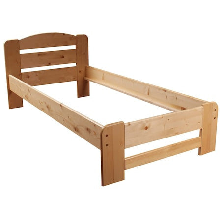 Pat Pumba 3/1, Dimensiune Saltea 90 x 200 Cm, Lemn Masiv, Lacuit, Natur