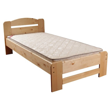 Pat Pumba 3/1, Dimensiune Saltea 90 x 200 Cm, Lemn Masiv, Lacuit, Natur