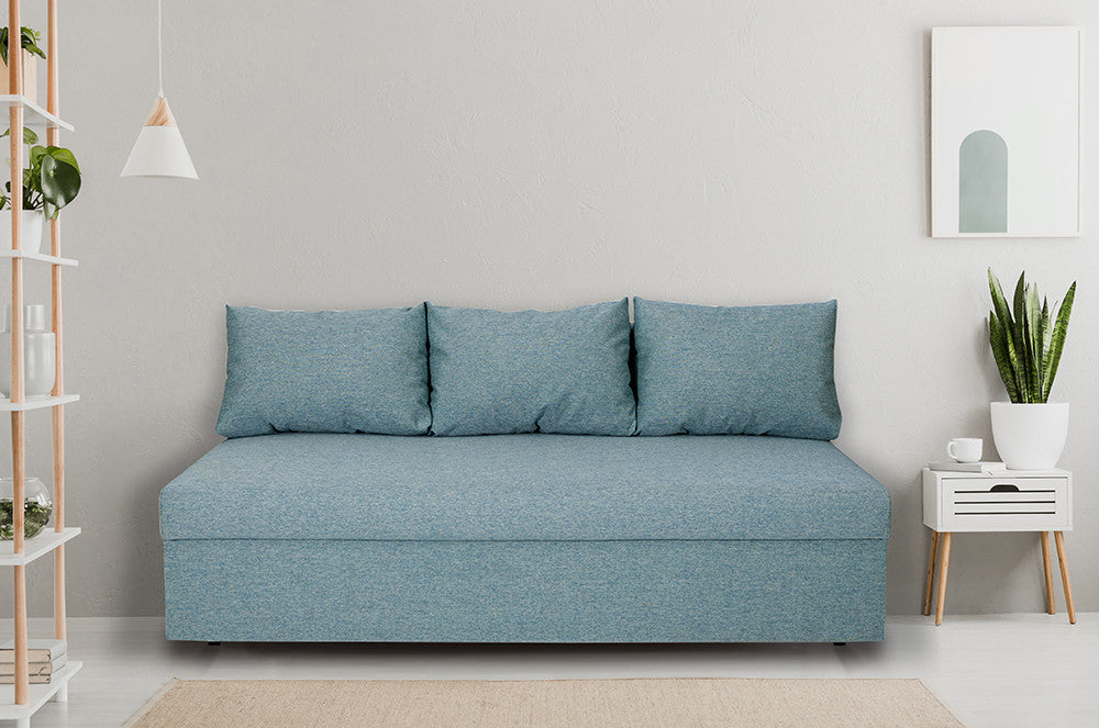 Canapea Extensibila Vario, Cu Lada Depozitare, 3 Locuri, Albastru, 80 x 191 x 98 Cm