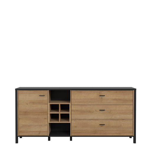 Comoda High Rock, Stejar Riviera si Negru, 186.3 Cm